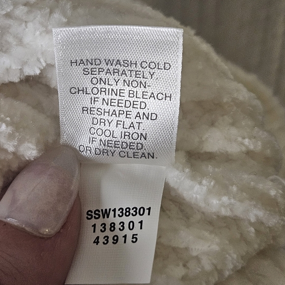 0018 J Jill Soft Chenille Knot Design Sweater Warm Cozy White Cream Ivory Small - Picture 7 of 12